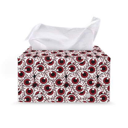 Creepy Red Eyeball Pattern Print Leather Tissue Box Cover