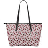 Creepy Red Eyeball Pattern Print Leather Tote Bag