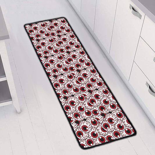 Creepy Red Eyeball Pattern Print Long Kitchen Mat