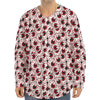 Creepy Red Eyeball Pattern Print Long Sleeve Baseball Jersey