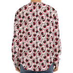 Creepy Red Eyeball Pattern Print Long Sleeve Baseball Jersey