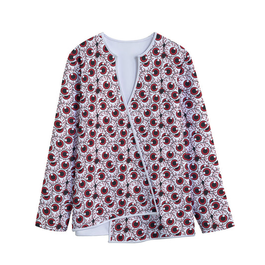 Creepy Red Eyeball Pattern Print Long Sleeve Short Coat