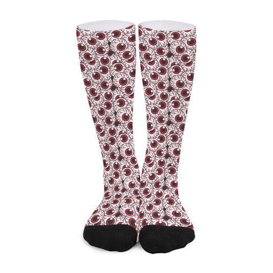 Creepy Red Eyeball Pattern Print Long Socks