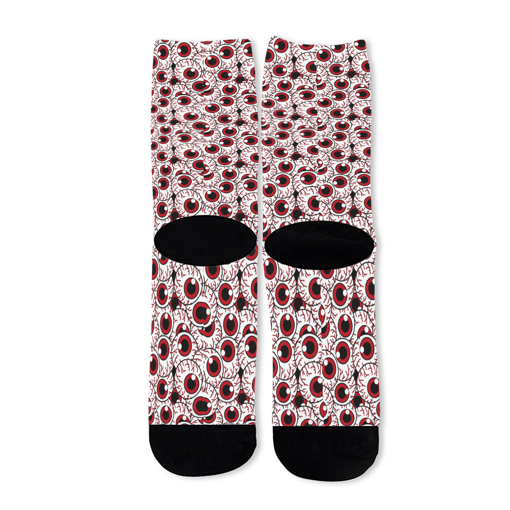 Creepy Red Eyeball Pattern Print Long Socks