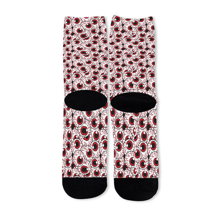 Creepy Red Eyeball Pattern Print Long Socks