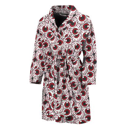 Creepy Red Eyeball Pattern Print Men's Bathrobe