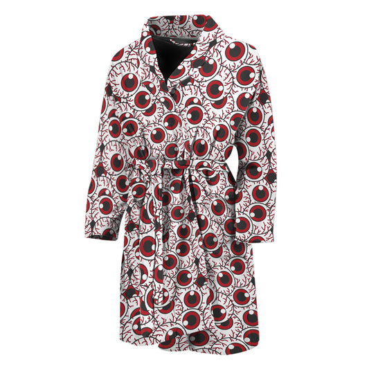 Creepy Red Eyeball Pattern Print Men's Bathrobe