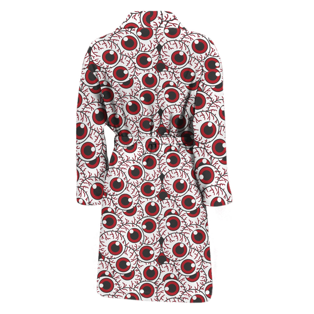 Creepy Red Eyeball Pattern Print Men's Bathrobe