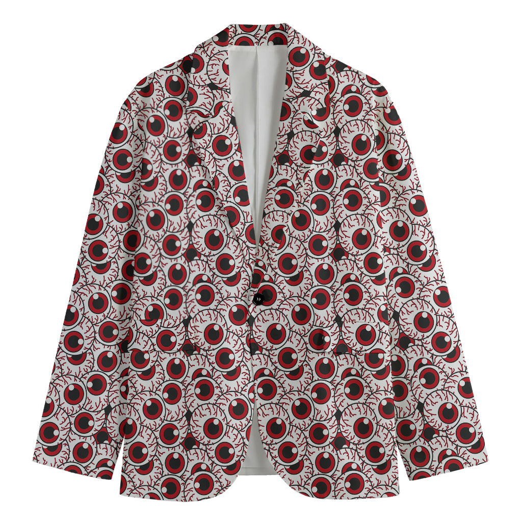 Creepy Red Eyeball Pattern Print Men's Blazer
