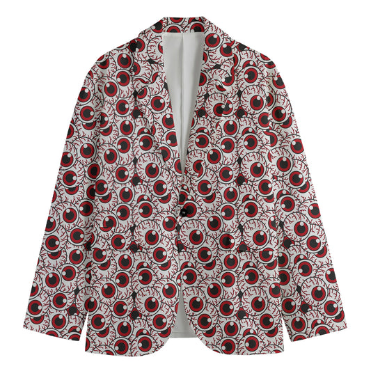 Creepy Red Eyeball Pattern Print Men's Blazer