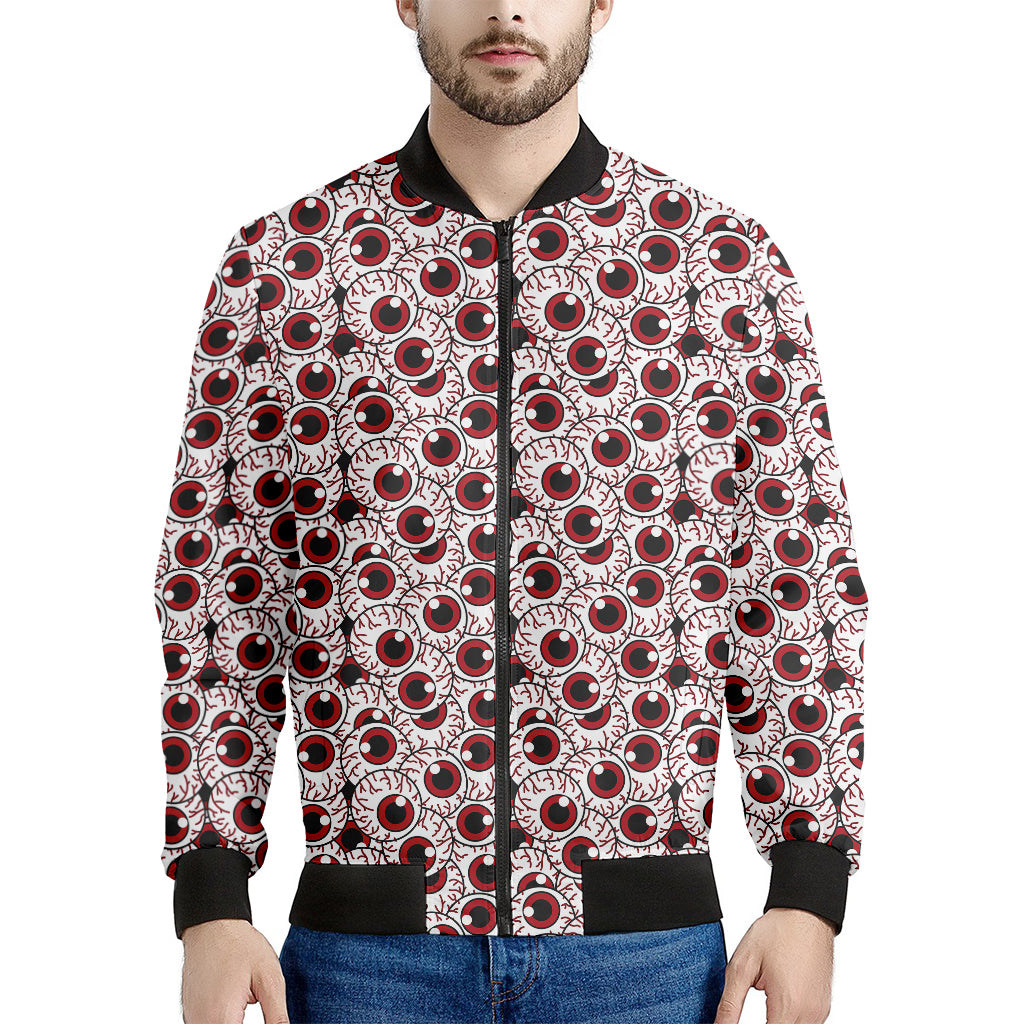 Creepy Red Eyeball Pattern Print Men's Bomber Jacket