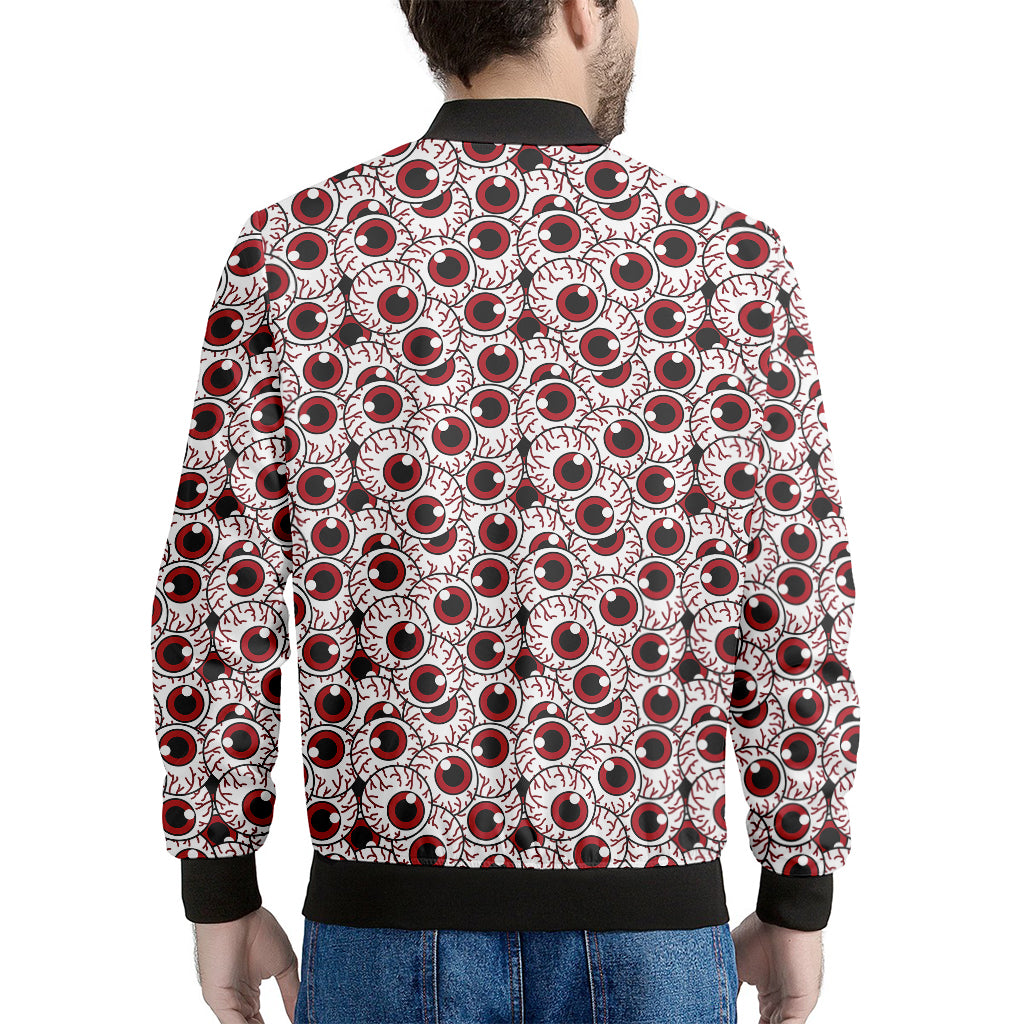 Creepy Red Eyeball Pattern Print Men's Bomber Jacket