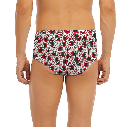 Creepy Red Eyeball Pattern Print Men's Briefs