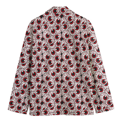Creepy Red Eyeball Pattern Print Men's Cotton Blazer