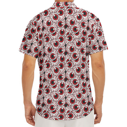 Creepy Red Eyeball Pattern Print Men's Deep V-Neck Shirt