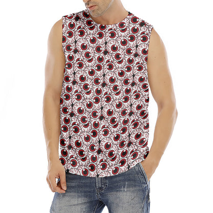 Creepy Red Eyeball Pattern Print Men's Fitness Tank Top