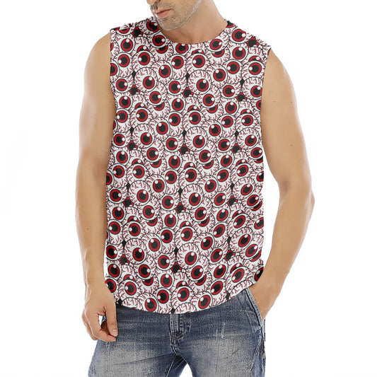 Creepy Red Eyeball Pattern Print Men's Fitness Tank Top