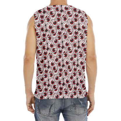 Creepy Red Eyeball Pattern Print Men's Fitness Tank Top
