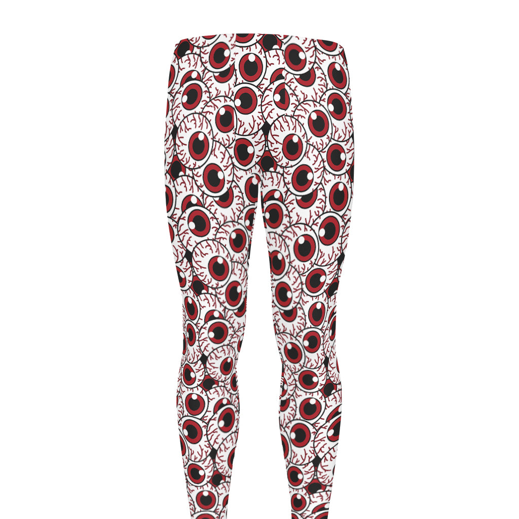 Creepy Red Eyeball Pattern Print Men's leggings