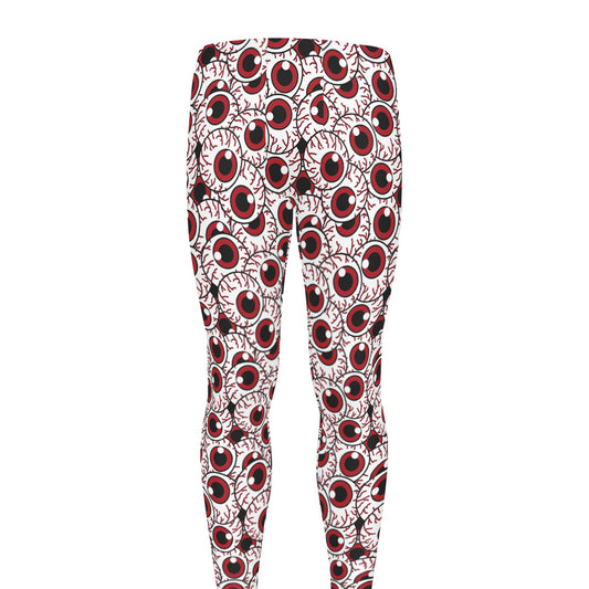 Creepy Red Eyeball Pattern Print Men's leggings