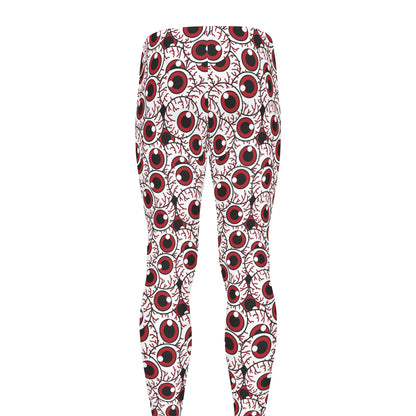Creepy Red Eyeball Pattern Print Men's leggings