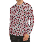 Creepy Red Eyeball Pattern Print Men's Long Sleeve Rash Guard
