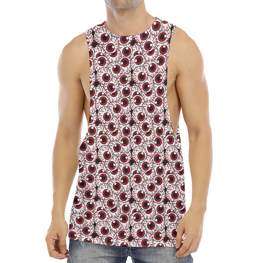 Creepy Red Eyeball Pattern Print Men's Muscle Tank Top