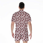 Creepy Red Eyeball Pattern Print Men's Rompers