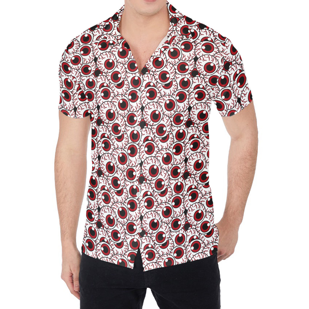 Creepy Red Eyeball Pattern Print Men's Shirt