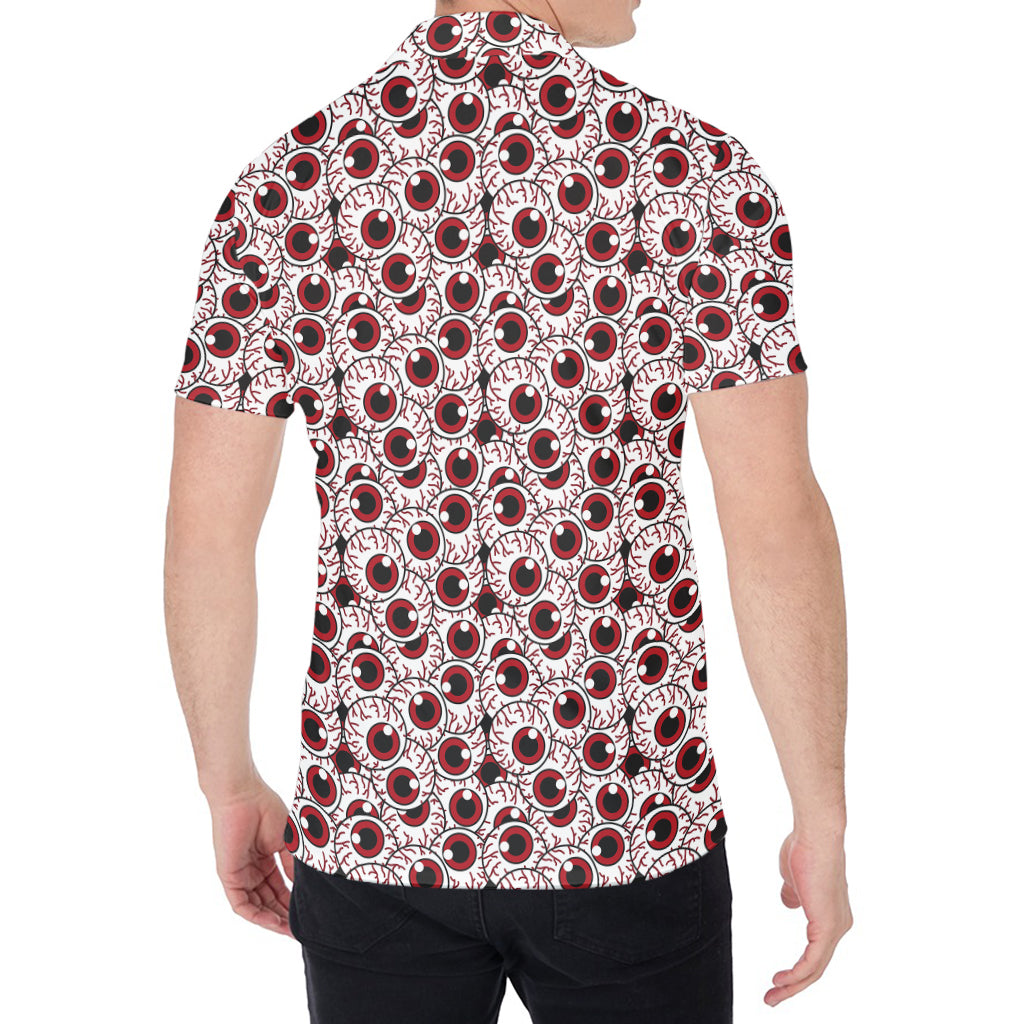 Creepy Red Eyeball Pattern Print Men's Shirt