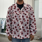 Creepy Red Eyeball Pattern Print Men's Shirt Jacket