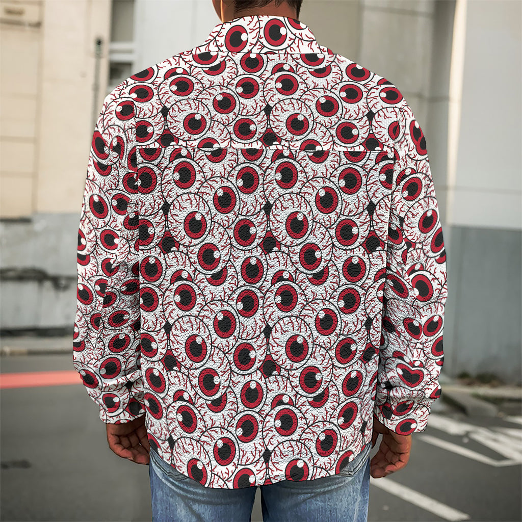 Creepy Red Eyeball Pattern Print Men's Shirt Jacket