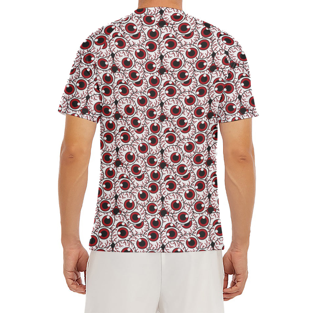 Creepy Red Eyeball Pattern Print Men's Short Sleeve Rash Guard