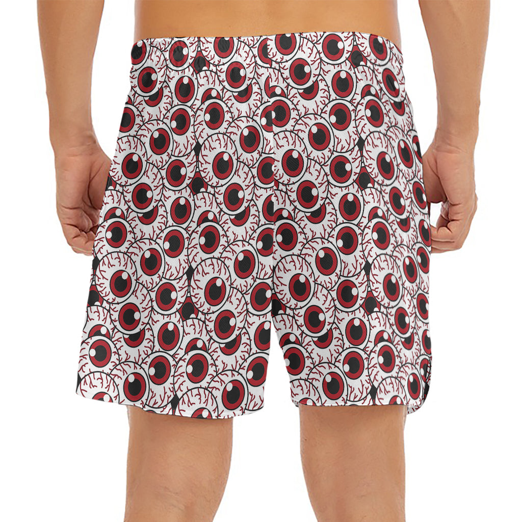 Creepy Red Eyeball Pattern Print Men's Split Running Shorts