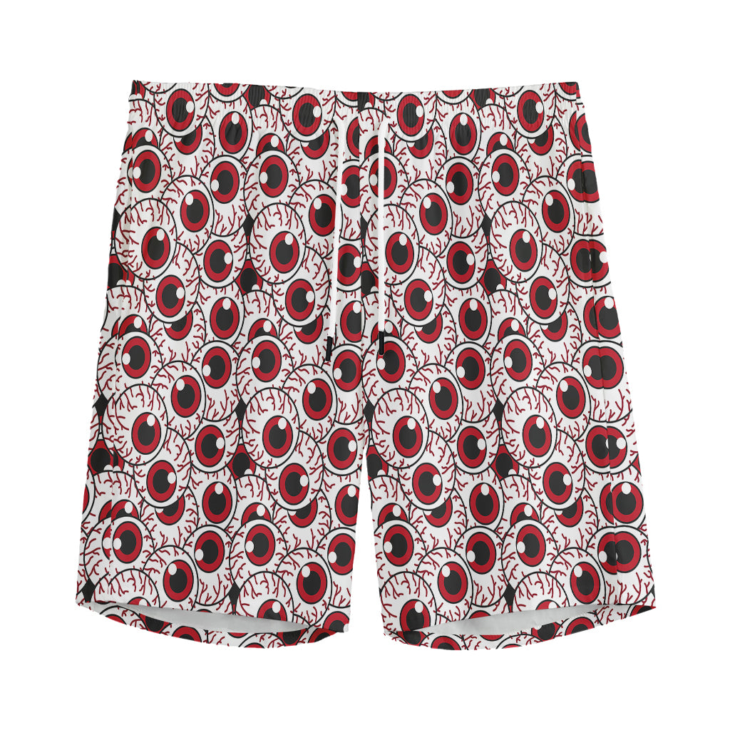 Creepy Red Eyeball Pattern Print Men's Sports Shorts