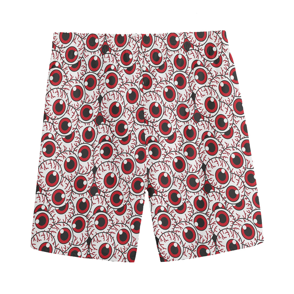 Creepy Red Eyeball Pattern Print Men's Sports Shorts