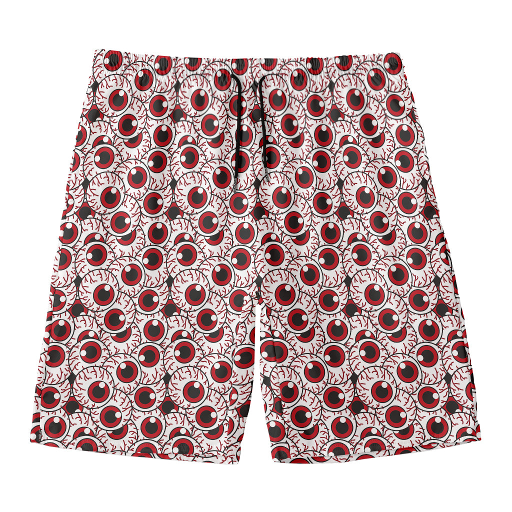 Creepy Red Eyeball Pattern Print Men's Swim Trunks
