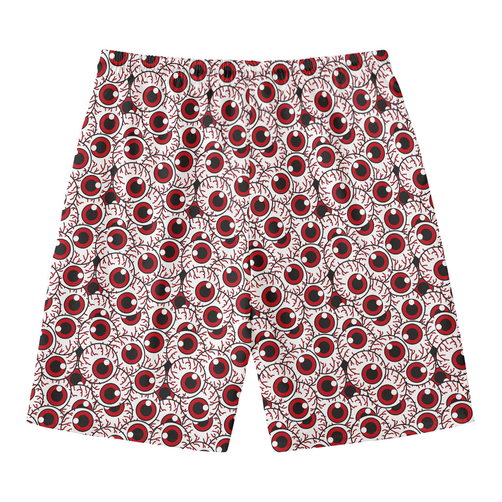 Creepy Red Eyeball Pattern Print Men's Swim Trunks