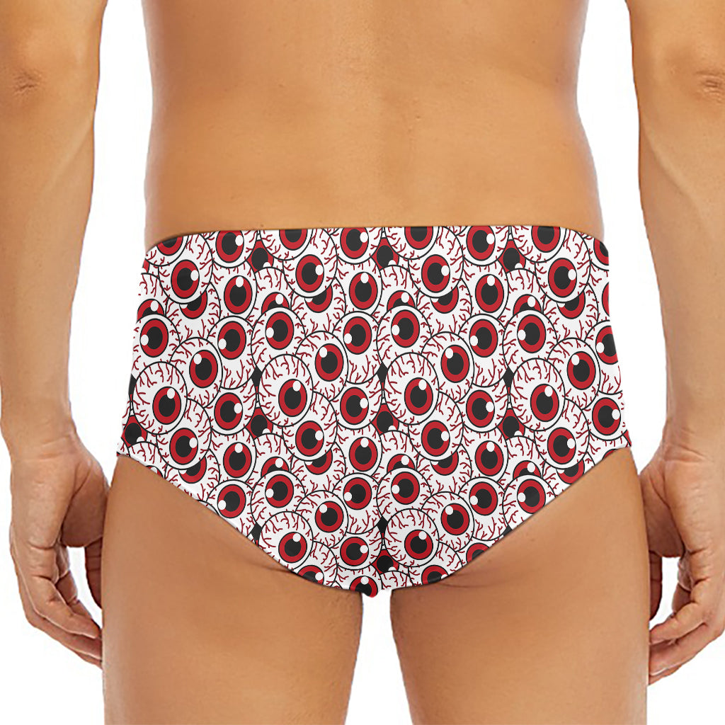 Creepy Red Eyeball Pattern Print Men's Triangle Swim Briefs