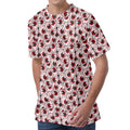 Creepy Red Eyeball Pattern Print Men's Velvet T-Shirt