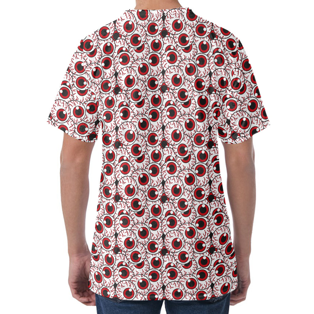 Creepy Red Eyeball Pattern Print Men's Velvet T-Shirt