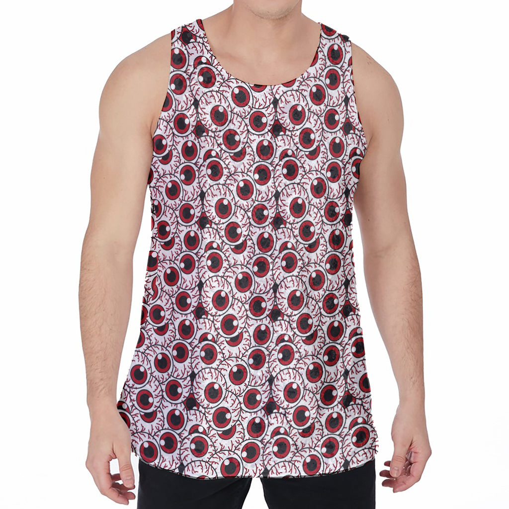 Creepy Red Eyeball Pattern Print Men's Velvet Tank Top