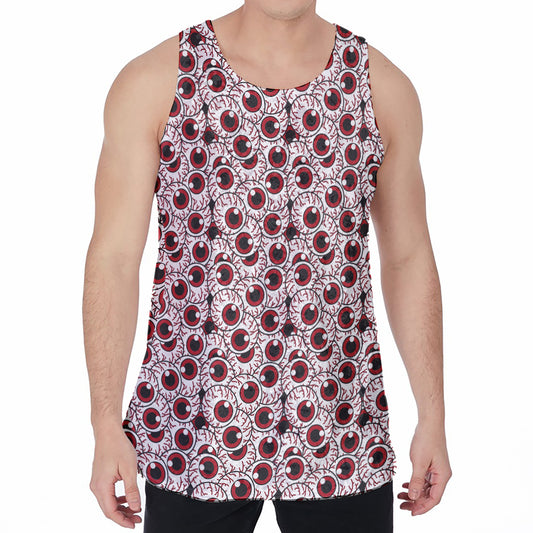 Creepy Red Eyeball Pattern Print Men's Velvet Tank Top