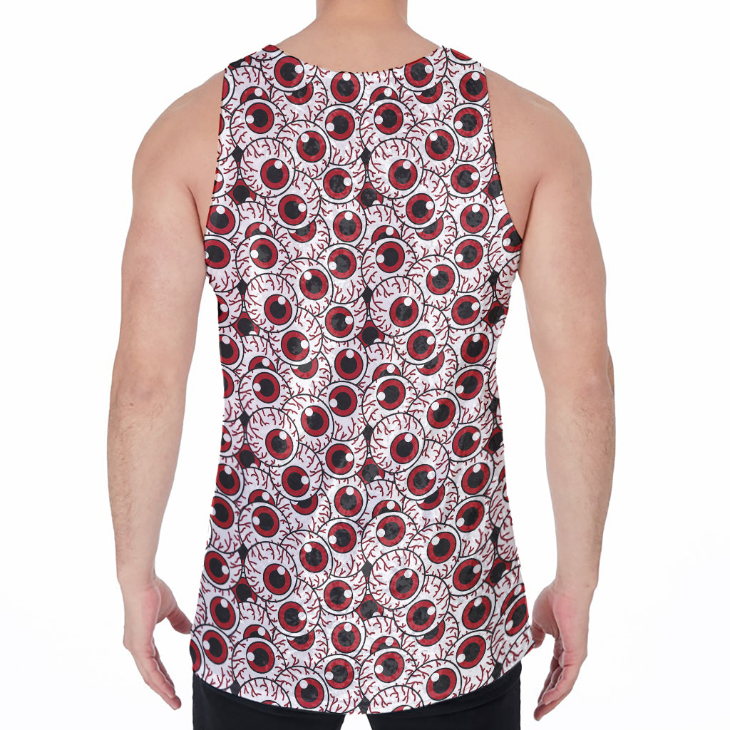 Creepy Red Eyeball Pattern Print Men's Velvet Tank Top