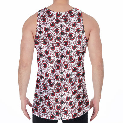 Creepy Red Eyeball Pattern Print Men's Velvet Tank Top