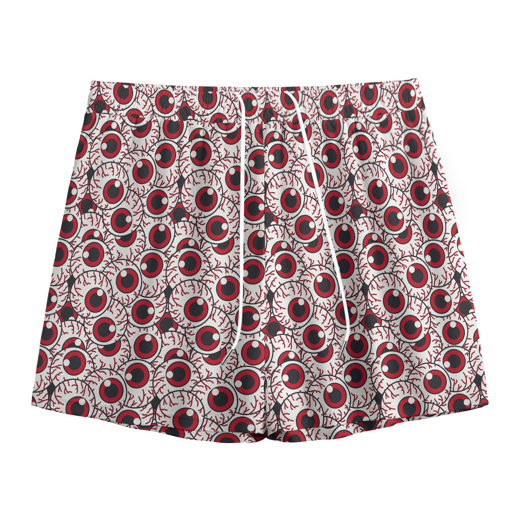 Creepy Red Eyeball Pattern Print Mesh Shorts
