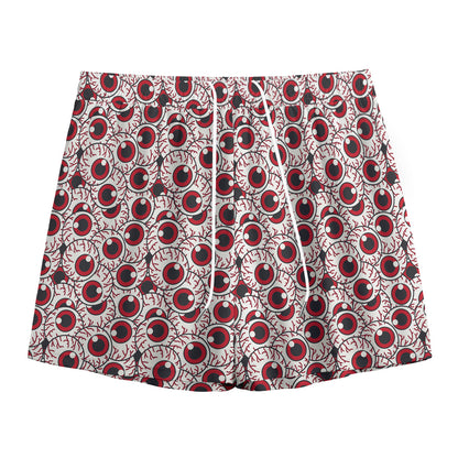 Creepy Red Eyeball Pattern Print Mesh Shorts