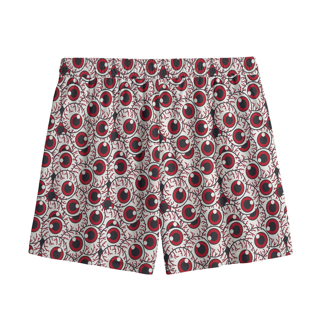 Creepy Red Eyeball Pattern Print Mesh Shorts