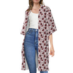 Creepy Red Eyeball Pattern Print Open Front Beach Cover Up