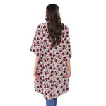 Creepy Red Eyeball Pattern Print Open Front Beach Cover Up